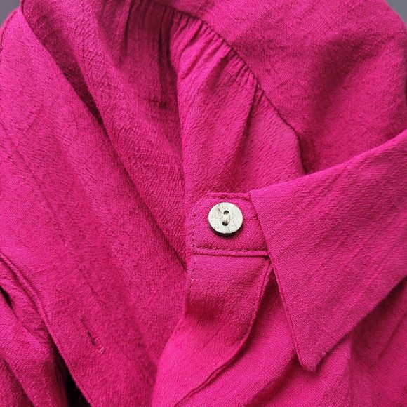 Fushia cotton semi sheer blouse - Picture 3 of 3